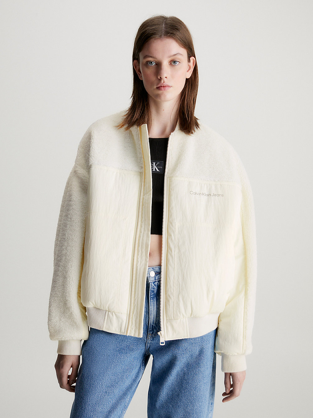 Giacca Bomber In Sherpa Unisex > IVORY > undefined Unisex > Calvin Klein