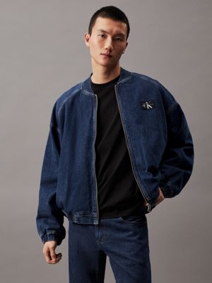 denim dark unisex denim bomber jacket for adults gender inclusive calvin klein jeans