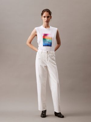 bright white unisex sleeveless t-shirt - pride for adults gender inclusive calvin klein jeans