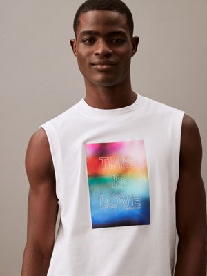 bright white unisex sleeveless t-shirt - pride for adults gender inclusive calvin klein jeans