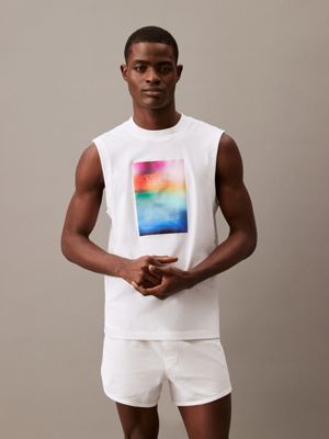 white unisex sleeveless t-shirt - pride for adults gender inclusive calvin klein jeans