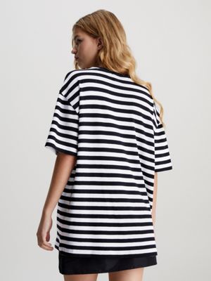 Calvin klein striped outlet shirt dress