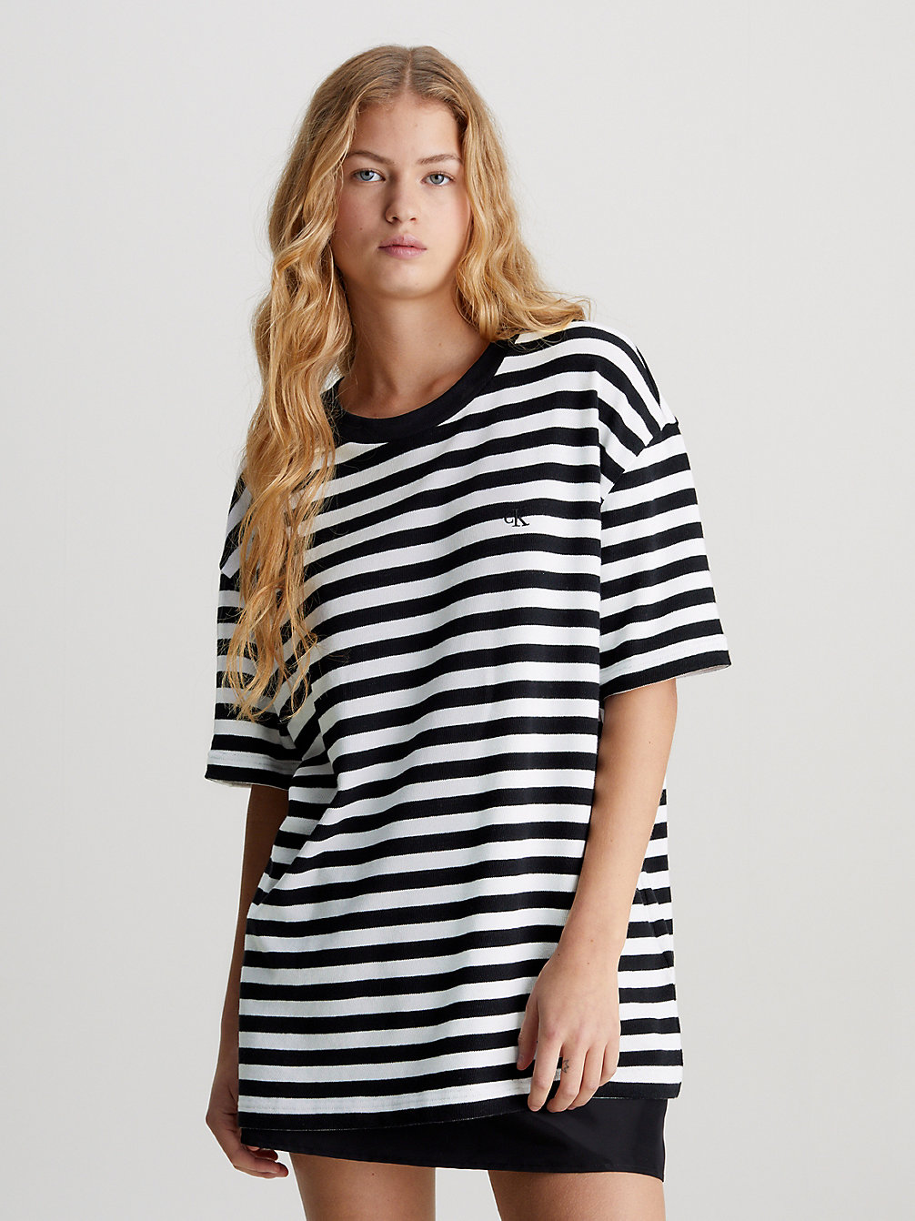 CK BLACK / WHISPER WHITE Unisex Oversized Striped T-Shirt undefined unisex Calvin Klein