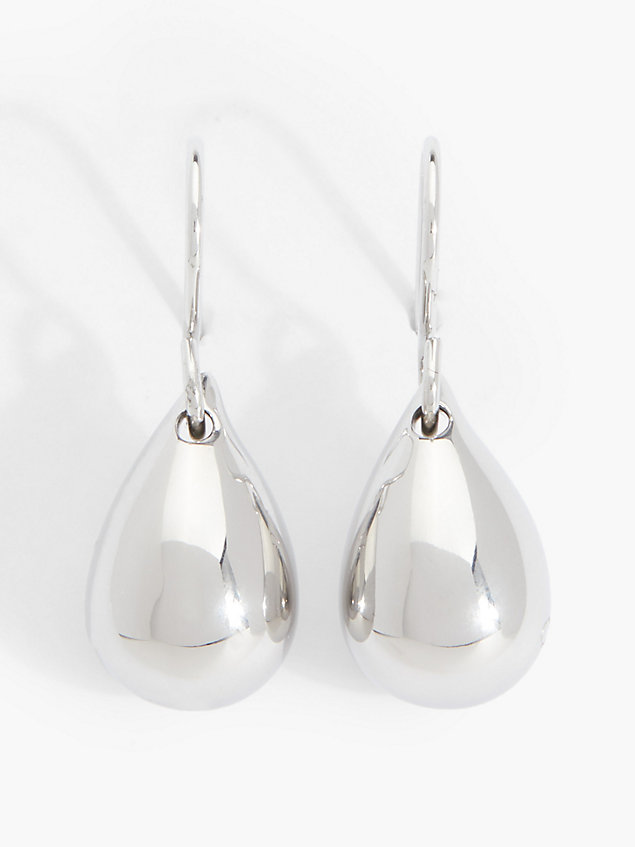silver kolczyki - sculptured drops dla kobiety - calvin klein