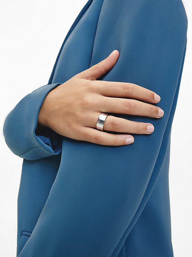 silver ring - minimal circular for women calvin klein