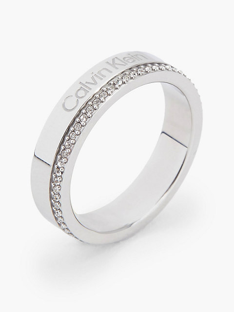 silver ring - minimal linear für damen - calvin klein