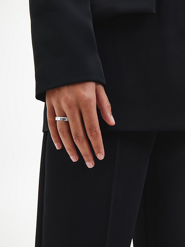 silver ring - minimal linear for women calvin klein