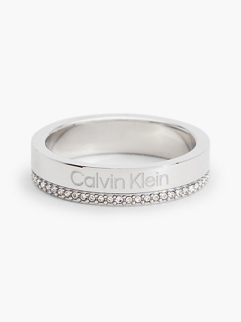 silver ring - minimal linear for women calvin klein