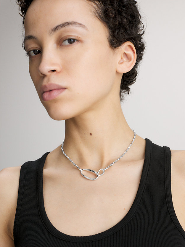 SILVER Collier - Playful Organic Shapes for femmes CALVIN KLEIN