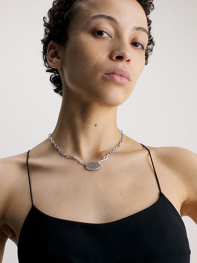 silver necklace - iconic for her for women calvin klein