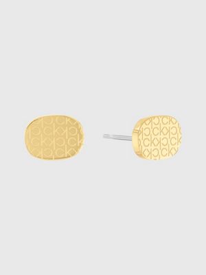 gold monogram logo stud earrings for women calvin klein