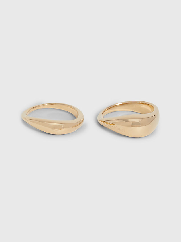 gold pierścionek - elongated drops dla kobiety - calvin klein