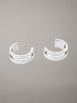 silver earrings - geometric essentials for women calvin klein