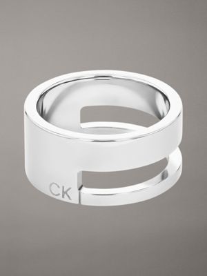 silver ring - geometric for women calvin klein