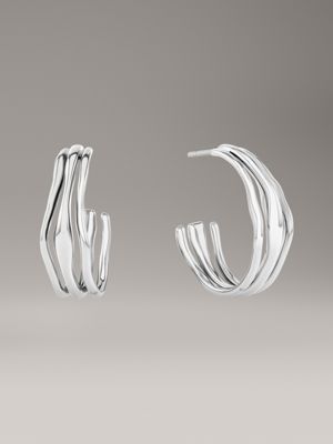 silver earrings - ck wavy for women calvin klein