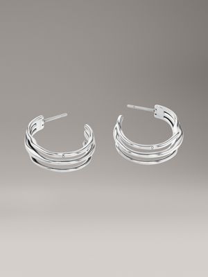 silver earrings - ck wavy for women calvin klein