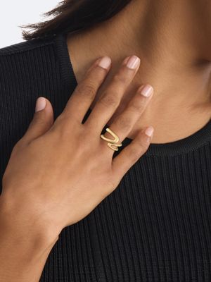 gold gold plated steel sculpted wrap ring for women calvin klein