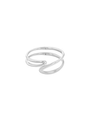 silver stainless steel sculpted cuff bangle for women calvin klein