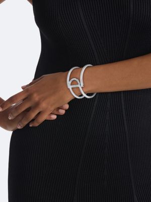 silver stainless steel geometric bangle for women calvin klein