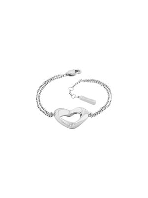 silver double chain heart bracelet for women calvin klein