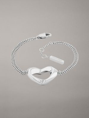 silver double chain heart bracelet for women calvin klein