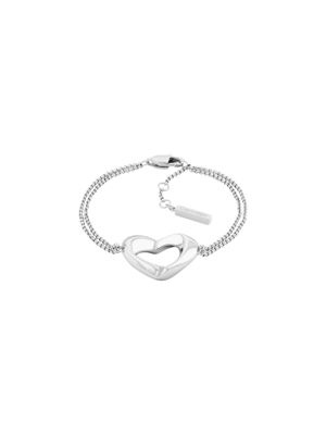 silver double chain heart bracelet for women calvin klein