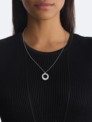 silver spiral pendant necklace for women calvin klein