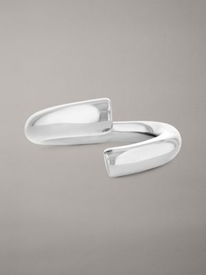 silver stainless steel spiral ring for women calvin klein