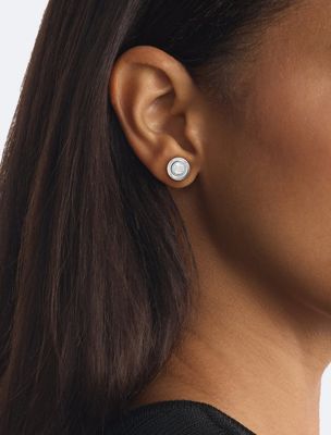 silver stainless steel crystal stud earrings for women calvin klein