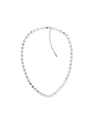 silver sculpted geometric necklace for women calvin klein