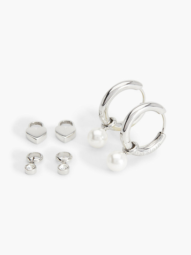 WHITE Earrings - Huggie Gift Set for women CALVIN KLEIN