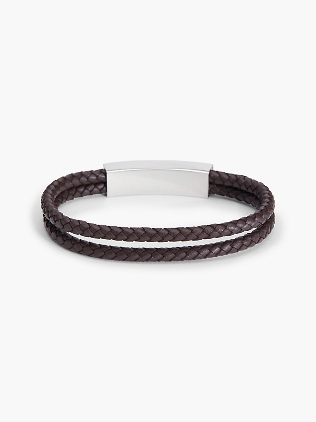 brown bransoletka - braided bracelet dla mężczyźni - calvin klein
