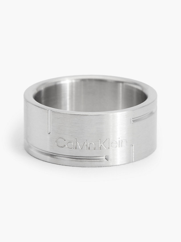 silver pierścionek - grid dla mężczyźni - calvin klein