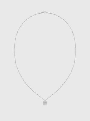 silver minimalistic square pendant necklace for men calvin klein