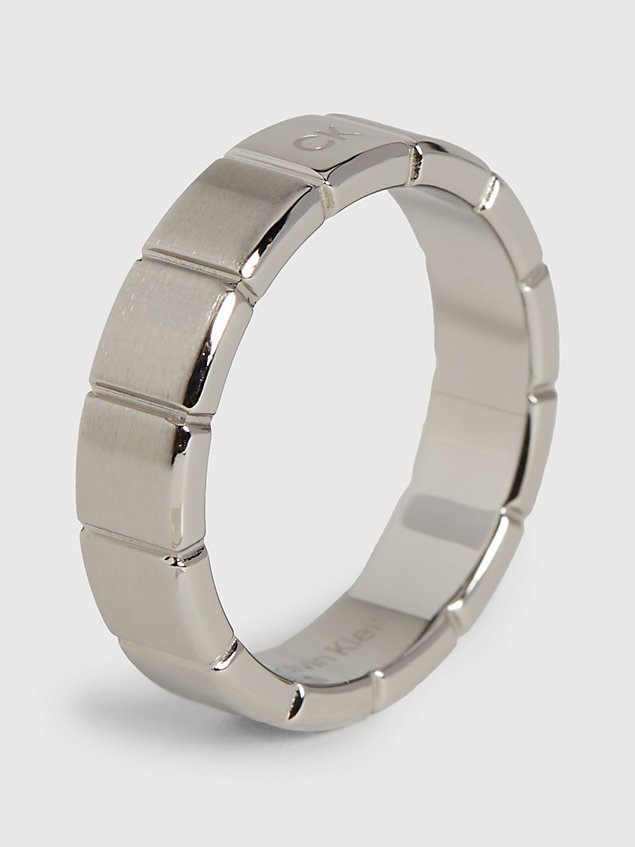 silver ring - minimalistic squares for men calvin klein