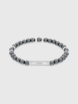 grey mixed beads bracelet for men calvin klein