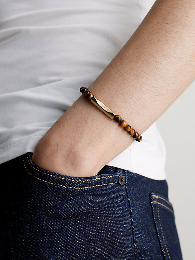 brown bracelet - mixed beads for men calvin klein