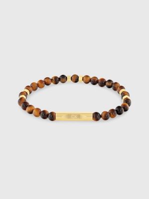 brown mixed beads bracelet for men calvin klein