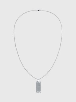 silver geometric pendant necklace for men calvin klein