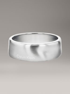 silver ring - ck metallic for men calvin klein