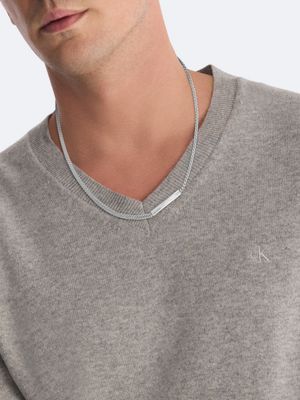 silver asymmetric chain necklace - iconic id for men calvin klein