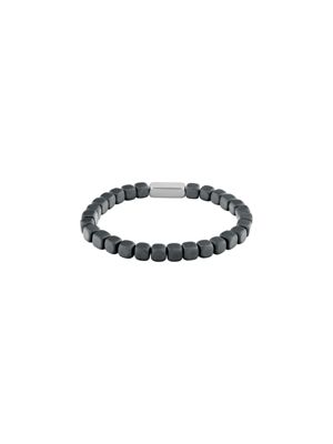 grey hematite and steel beaded bracelet for men calvin klein