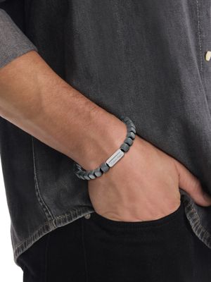 grey hematite and steel beaded bracelet for men calvin klein