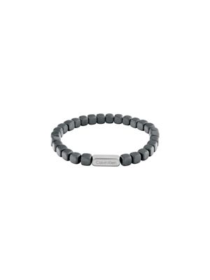 grey hematite and steel beaded bracelet for men calvin klein