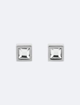 silver essential links crystal stud earrings for men 