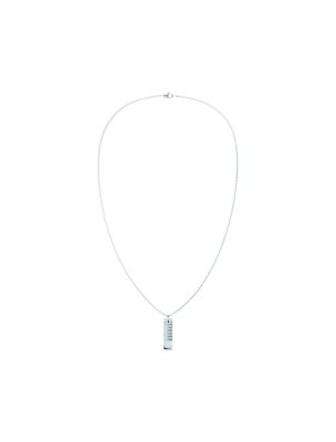 silver rectangular pendant necklace for men calvin klein