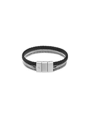 bracelet en acier et cuir ck merge multi pour hommes 