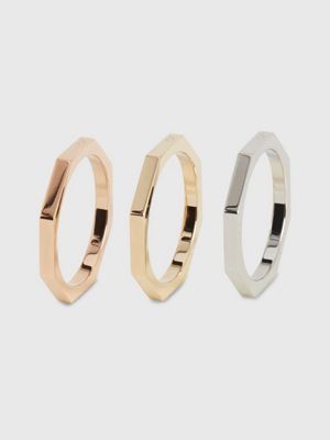 two tone modern 3-piece rings set for adults gender inclusive calvin klein