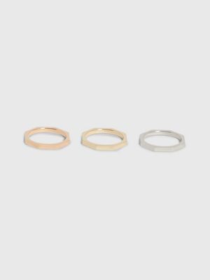 two tone modern 3-piece rings set for adults gender inclusive calvin klein