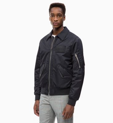 calvin klein leather bomber jacket